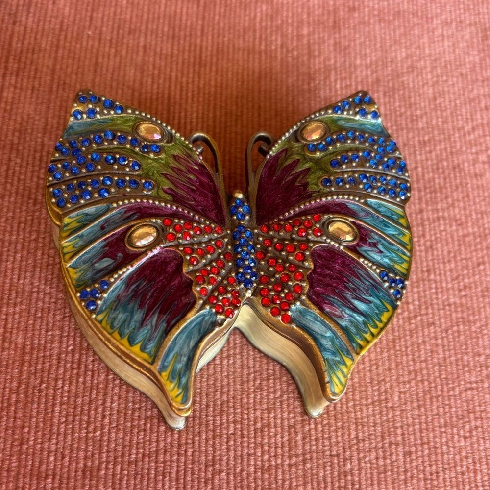 Jeweled Butterfly Trinket Box – Enamel Rhinestone Keepsake Box